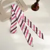 Nuevo pañuelo largo de seda para primavera-verano con lunares blancos y negros, se puede usar como cinta para el cabello o bufanda para el cuello, versátil y elegante, perfecto para combinar con camisas