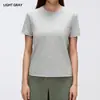 Camiseta Deportiva de Manga Corta para Mujer, Color Sólido, Cuello Redondo, Cómoda, Transpirable, para Correr, Casual, Holgada, Fitness, Top Deportivo D26072