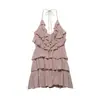 Atacado Fabricante de Roupas Femininas Transfronteiriço Primavera 2026 Nova Moda Europeia e Americana Vestido Decorativo em Camadas com Gola Halter de Tule