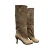 Botas de Salto Alto de Cor Sólida com Bico Redondo, Botas de Cano Alto Estilosas 2026, Versáteis para o Dia a Dia, Botas de Calçar Fácil com Cano Largo, Moda Europeia e Americana, Simples e Elegantes