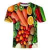 Camiseta de Verano 2024 con Estampado de Verduras 3D Digital para Hombre y Mujer, Camisa Casual de Cuello Redondo de Manga Corta, de Moda