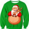 Ropa Casual para Hombre Tallas Grandes Otoño e Invierno Estampado Navideño 3D Suéter Holgado de Cuello Redondo Sudadera Estilo Nuevo Estación Internacional Transfronteriza