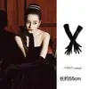 Guantes Negros de Satén y Terciopelo Largos Sin Dedos Vestido de Noche Banquete Foto Joyería Estilo Hepburn Spandex Novia Retro