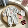 Nueva colección de primavera: conjunto de dos piezas moderno y deportivo para niñas, que incluye una sudadera infantil, perfecto para primavera y otoño, ropa infantil elegante para exportación
