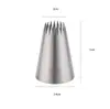 Boquilla Decoradora Recta Dentada de Acero Inoxidable 304 Estrella Grande Multidentada para Galletas Pastel Crema Herramienta DIY para Hornear