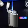 Nuevo Encendedor de Chorro Azul Metálico con Llama, Recargable, Antiviento, Electrónico, Tanque de Gas Visible, Regalo Personalizado de Alta Gama para Novio, Moderno