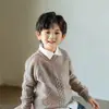 Suéter de Lana Pura para Niños Otoño Invierno Niños Niñas Cuello Redondo Jacquard Jersey Niñas Mediano Grande Niños Suéter Espesado de Cachemira Tejidos