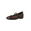 Zapatos deportivos Mary Jane elegantes fáciles de usar piel de oveja 2026 otoño cómodos tacón bajo punta cuadrada cuero genuino correa única zapatos para mujer