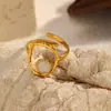Joyería de Acero Inoxidable Chenhe Lujo Accesible Moda Transfronteriza Joyería de Acero de Titanio Dorado Anillo Abierto de Gama Alta Sin Decoloración para Mujeres
