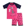 Roupa de Casa para Meninos Transfronteiriça Europeia e Americana Algodão Puro Costela Manga Curta Shorts Conjunto de Pijama Infantil de Comércio Exterior Cartoon para Meninas