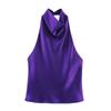 Moda Satén de Seda Transfronterizo Nuevo Halter Sexy Top Primavera y Verano Chica Caliente Textura Estilo Europeo y Americano Mujeres