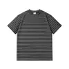 Ropa de Hombre Beijie 2026 Verano Nueva Camiseta Retro de Rayas para Hombre Cuello Redondo Holgada Manga Corta Capa Base Camiseta de Pareja