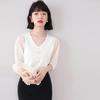 Ropa Zhengqite/Manga Puff Lana Manga Corta Tejido de Punto Primavera/Verano