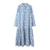Venta al por mayor 2023 Verano nuevo estilo europeo y americano vestido camisero floral de cuatro colores de manga larga para mujer