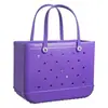 Bolsa de playa de EVA, bolso de mano estilo europeo y americano, bolsa perforada, bolso de mano para mujer, bolsa de almacenamiento de gran capacidad, artículo popular de playa 2025