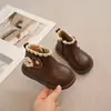 Botas para Niñas 2025 Invierno Nuevas Botas de Piel con Adorno de Encaje de Princesa Zapatos de Algodón Cálidos Impermeables Antideslizantes con Forro de Felpa para Niñas