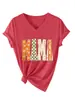 Amazon eBay sitio independiente moda casual elegante mujer floral cuello en V manga corta camiseta camisa base para comercio exterior