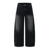 Ropa de Hombre Shanggu Transfronteriza Sudeste Asiático Hombres Pantalones Vaqueros Patchwork Desestructurados de Cintura Media con Abertura Jeans Corte Curvo