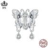 Aifule cross-border hot-selling brilhante zircão borboleta contas s925 prata esterlina banhado a platina jóias animais diy contas