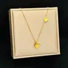 Colar Borboleta de Aço Titânio Estilo Curto para Mulheres, Não Desbota, Estilo Minimalista, Tendência Estilo Ins, Joia Simples Elegante de Celebridade da Internet