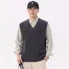 Chaleco suéter para hombre, nuevo estilo otoño/invierno, corte holgado, talla grande, color liso casual, top de cuello en V para usar en capas