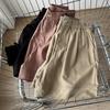 Shorts de Trabalho Cor Cáqui Versátil Cintura Alta Verão 2024 Corte Solto Emagrecedor Calça Pantalona Linha A