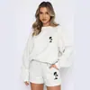 Conjunto de Moletom de Veludo Tendência Europeia e Americana Tamanho Grande Nova Moda Estampado Planta Jaqueta Moletom Feminina
