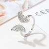 Anillo de Mariposa para Mujer Estilo Ins, Anillo Abierto con Acabado de Alta Gama, Anillo para Dedo Índice con Corazones Entrelazados, Anillo Completamente de Diamantes, Apilable, En Stock
