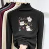 Top Base Térmica Infantil Pelúcia Escovada Gola Meia-Alta Outono/Inverno Meninas Quente Versátil para Crianças Médias/Grandes Borda com Babado Roupa Íntima