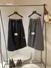 De ella, una falda midi de lana mezclada estilo coreano, minimalista, línea A, con cintura elástica, para mujer, estilo 66940