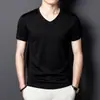 Camiseta de Manga Corta con Cuello en V para Hombre Vanke Verano Seda de Hielo Color Sólido Camiseta Básica Simple Versátil Fresca Secado Rápido