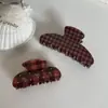 Nuevo Pasador de Acetato para el Cabello con un Fresco Diseño a Cuadros, Adornos Florales y Pedrería para un Peinado Elegante; Pinza de Tiburón de Moda Versátil