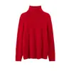 Suéter de Punto de Manga Larga con Cuello Alto de Forro Polar de Peso Pesado, Suavemente Suave de Seda y Cachemira para Mujer, Jersey de Color Sólido para Otoño e Invierno