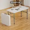 Mesa plegable ligera sin instalación, mesa de comedor portátil para el hogar, mesa rectangular simple de plástico para puesto exterior