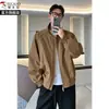 Chamarra de trabajo Maillard para hombre, estilo primavera/otoño, chaqueta corta trendy de corte limpio con diseño de hombro regular, prenda exterior casual