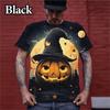 Vendas Diretas da Fábrica Camiseta Masculina com Estampa 3D de Abóbora Camiseta Estampada de Halloween Moderna e Divertida