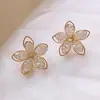 Corea del Sur Dongdaemun Estilo Nuevo Pendientes de Flor Tridimensionales Aguja de Plata 925 Pendientes de Cristal Brillantes Pendientes Pendientes Pendientes