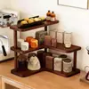 Estante de madera, estante de almacenamiento de esquina para encimeras, almacenamiento triangular para cocina, estantería para el hogar, estante de almacenamiento de varias capas para oficinas