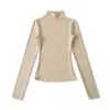 Ap25676-25 Novo Estilo de Inverno Estilo Europeu e Americano Cor Sólida Simples Básico Escovado Gola Alta Meia Manga Camiseta Base