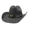 Sombrero de Jazz de Comercio Exterior Estilo Étnico Verano Hombres y Mujeres Paja Dura Copa Sombrero de Paja Vaquero Protector Solar Sombrero Visera Sombrero de Pescador