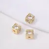 Contas Espaçadoras Cubo de Açúcar Banhadas a Ouro 14K com Zircônia, Contas Soltas Coloridas Cubo de Açúcar Acessórios para Joias Artesanais DIY