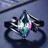 Anillo comercio exterior circonita retro oro negro ojo de caballo joyería colorida creativa entrega de una sola pieza accesorios