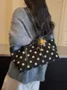 Bolso tote de lino con lunares, nuevo, de gama alta, nicho, versátil para ir al trabajo, gran capacidad, bolso de hombro y se puede llevar bajo el brazo
