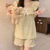 Pijama Sexy de Shorts con Tirantes para Mujer Verano Traje de Algodón Nube Lindo y Dulce Estilo Princesa Ropa para el Hogar con Almohadillas para el Busto