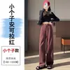 Calça Lã Grossa de Inverno Wide Leg para Mulheres Baixas, Corte Reto, Comprimento no Chão, Cintura Alta, Calça Casual, Preta, Corte Regular