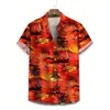 Camisa de Manga Corta con Estampado Floral Vintage para Hombre Verano Estilo Hawaiano Casual Camisa tipo Cárdigan con Cuello Campana