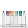 Botella Roll-On Spot Botella de Vidrio Blanco Cristalino Botella Cosmética 10ml Sub-Botella de Perfume Botella con Bola Rodante Botella de Aceite Esencial Lote