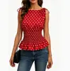 Novedades de Verano Europeas y Americanas, Estampado de Lunares, Personalidad de Nicho, Estilo Chica Caliente, Escote de una Sola Línea, Corte Ajustado, Camiseta sin Mangas Inspirada en el Diseño