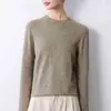 Suéter de punto fino de una sola pieza, redondo y plano, para mujer, holgado y estilizado, top de punto gris para otoño e invierno