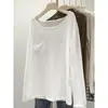 Camiseta Protectora Solar Fina Semitransparente para Mujer, Diseño de Bolsillo para Primavera y Verano, Cubre-traje de Algodón de Bambú, Estilo Chica Picante, Top de Manga Larga